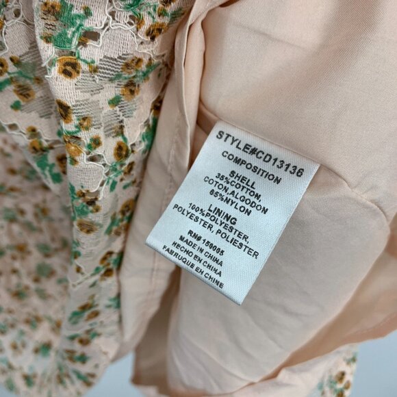 NSR Dress Floral Print Lace Smocked V Neck 3/4 Sleeve - Picture 7 of 10